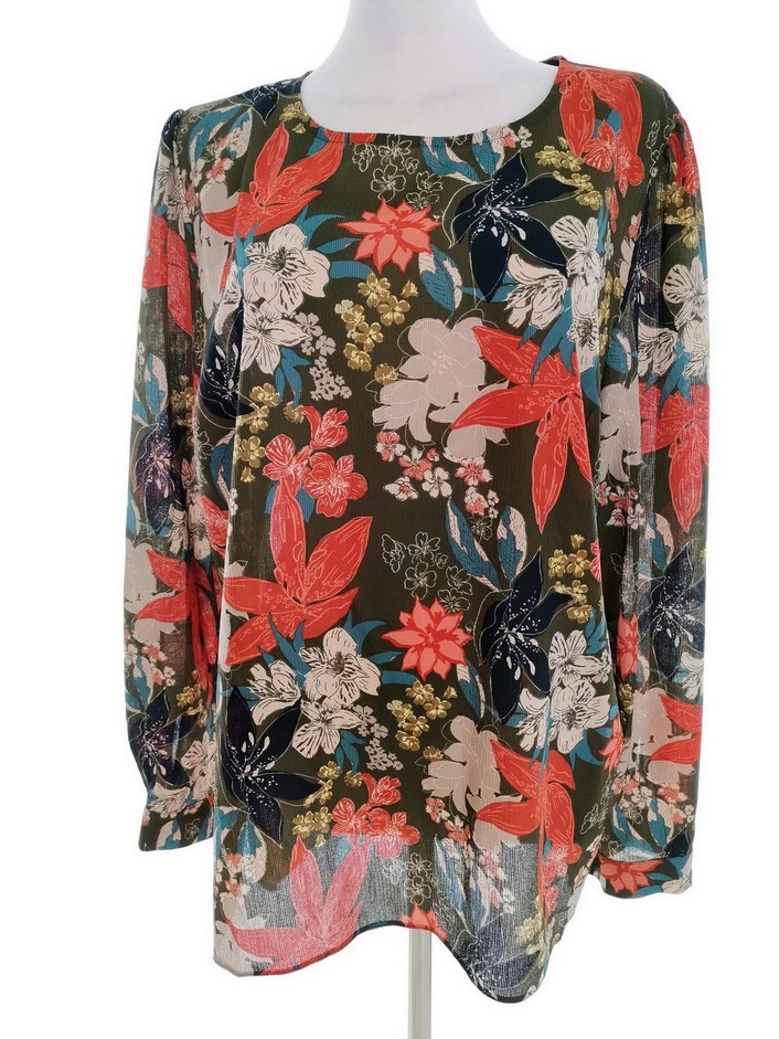 George Rozmiar 16 (44) Kolor Khaki Crew Neck Bluzka Długi rękaw