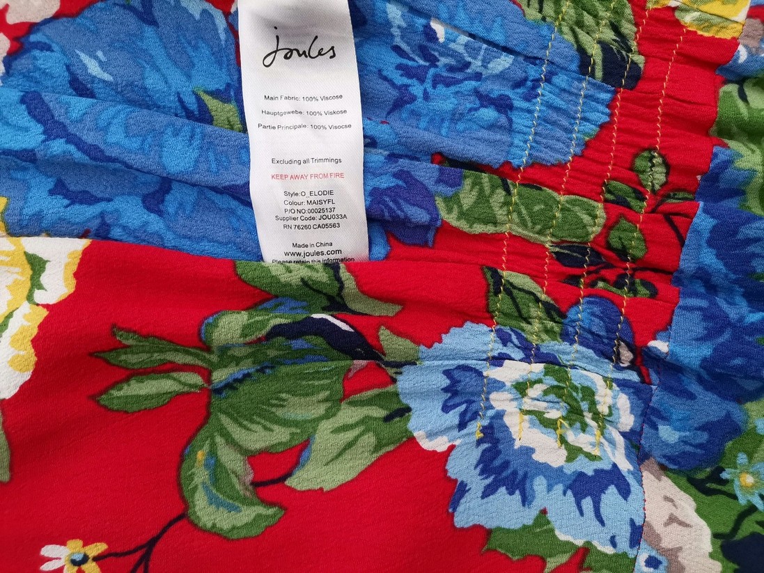 Joules Rozmiar M Kolor Czerwony Okrągły dekolt Tunika Bluzka Krótki rękaw Materiał Wiskoza 100% Joules Rozmiar M Kolor Czerwony Okrągły dekolt Tunika Bluzka Krótki rękaw Materiał Wiskoza 100%