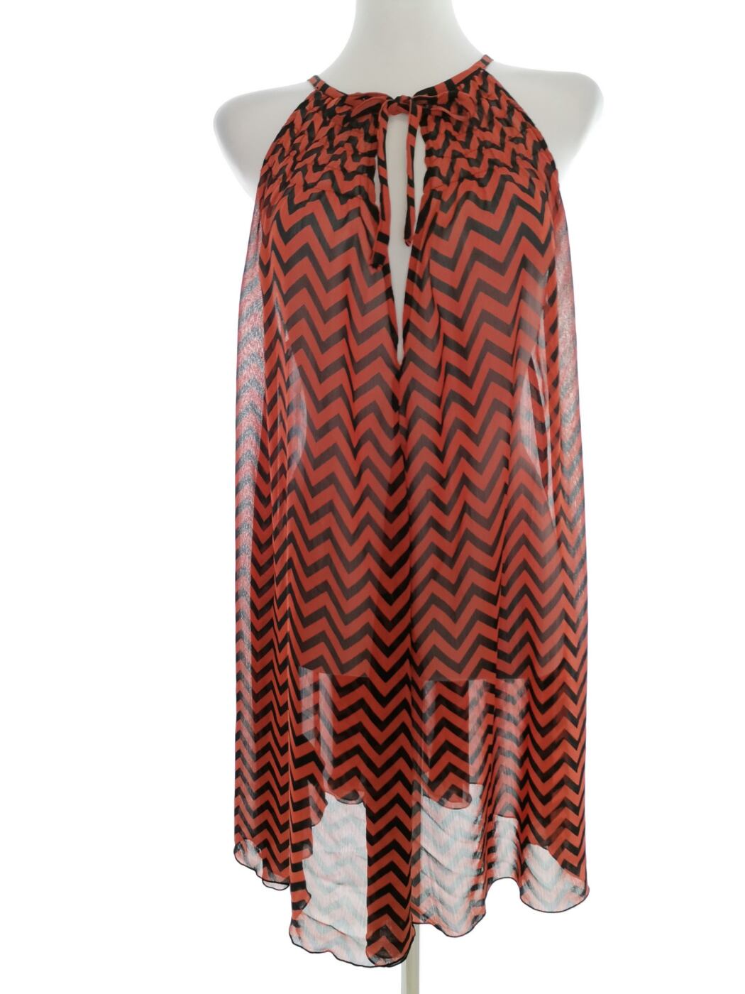 Vintage Rozmiar 50/52 Kolor Pomarańczowy Jodełka Halter Tunika Bluzka Bezrękawnik