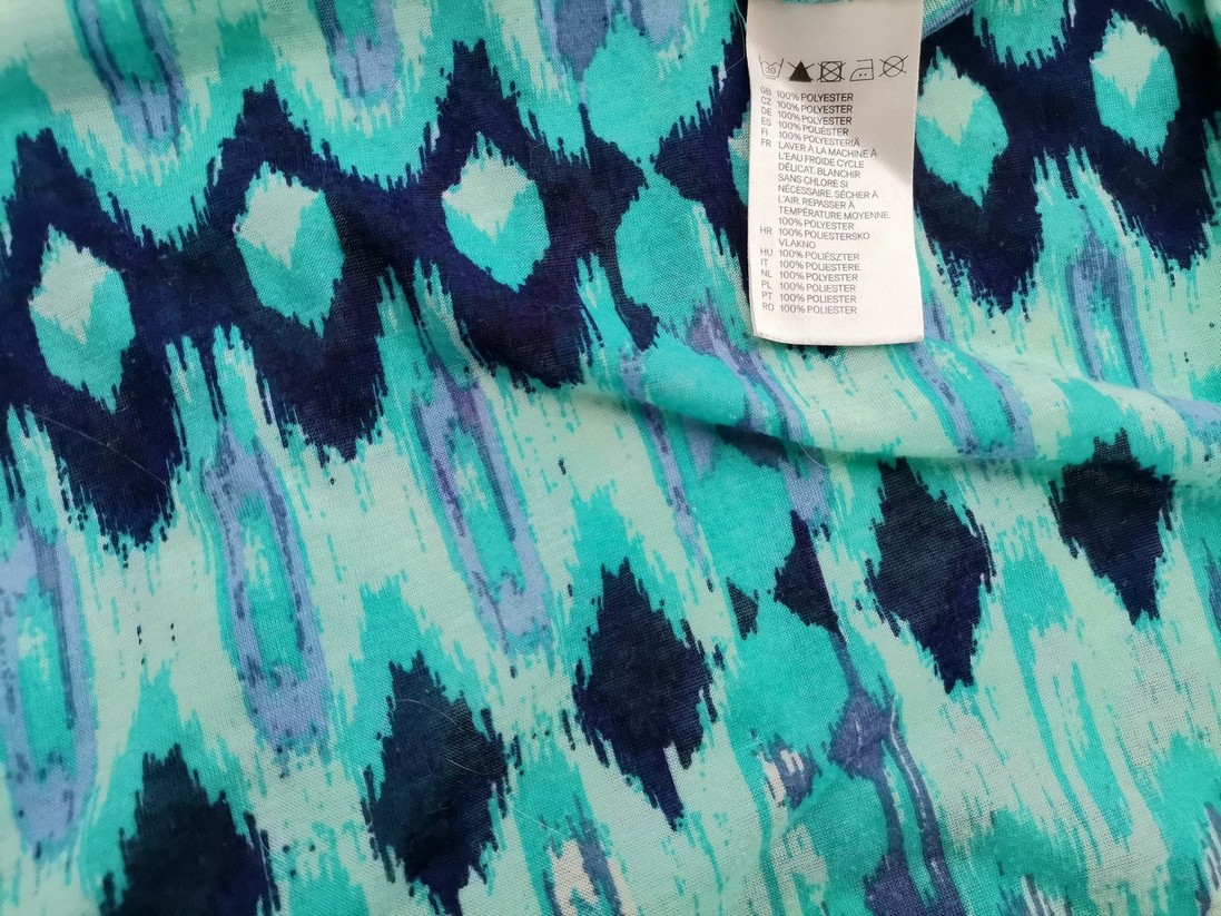 H&m Rozmiar S Kolor Niebieski Romby Okrągły dekolt Tunika Bluzka Krótki rękaw