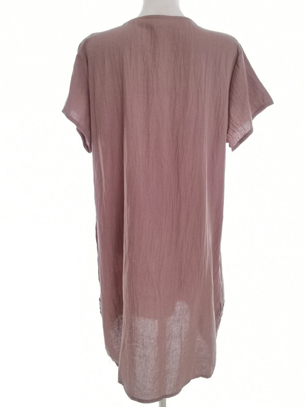 JC Fashion Rozmiar 4XL Kolor Fioletowy Okrągły dekolt Sukienka Prostokątna Krótki rękaw Do Kolan JC Fashion Rozmiar 4XL Kolor Fioletowy Okrągły dekolt Sukienka Prostokątna Krótki rękaw Do Kolan