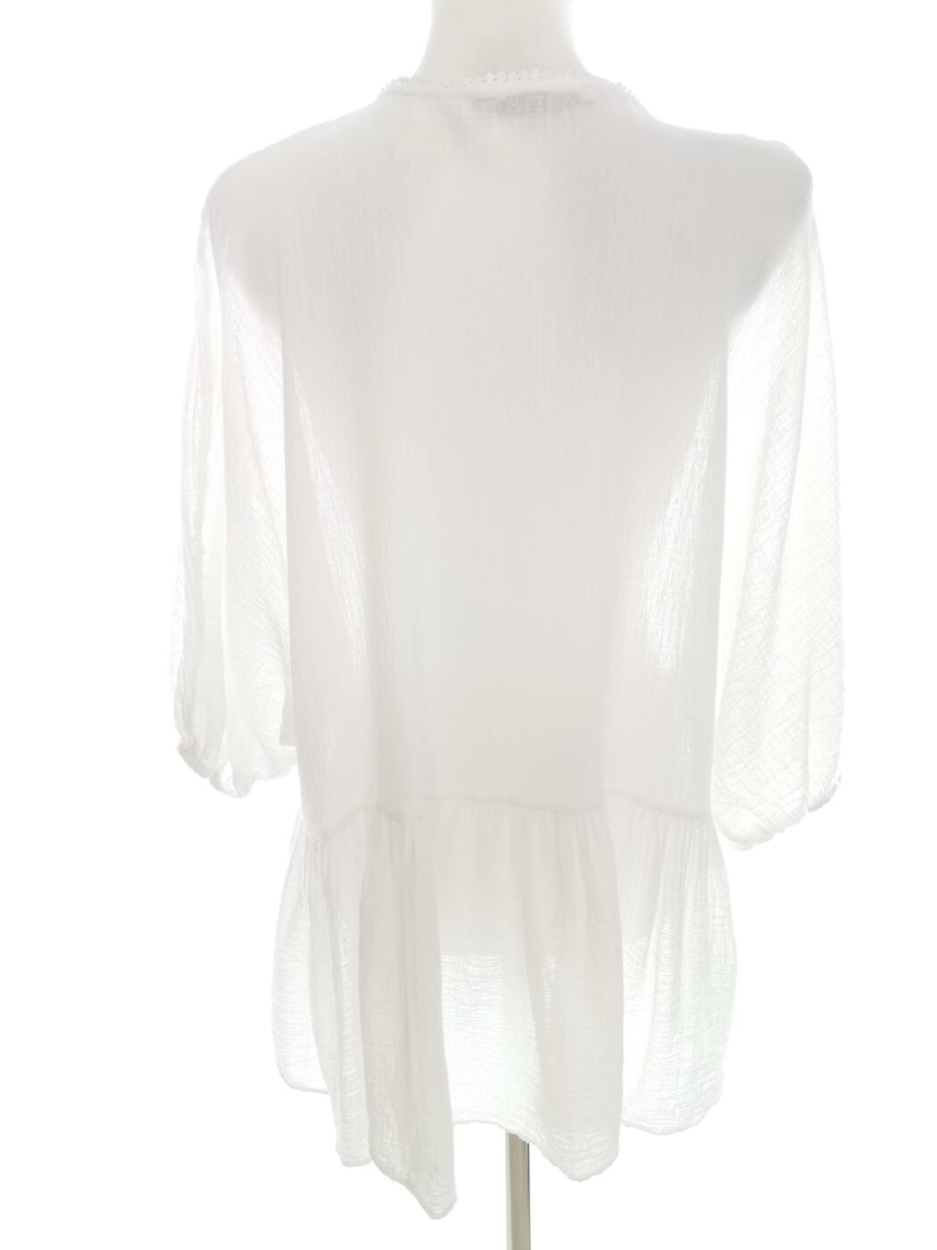 IMG_20220718_121517.jpg Zara TRF Rozmiar M Kolor Biały Keyhole Crew Neck Bluzka Rękaw 3/4