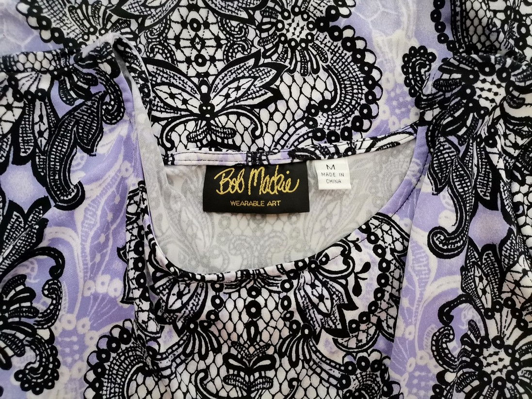 Bob Mackie Rozmiar M Kolor Fioletowy Paisley Okrągły dekolt Tunika Bluzka Rękaw 3/4 Bob Mackie Rozmiar M Kolor Fioletowy Paisley Okrągły dekolt Tunika Bluzka Rękaw 3/4