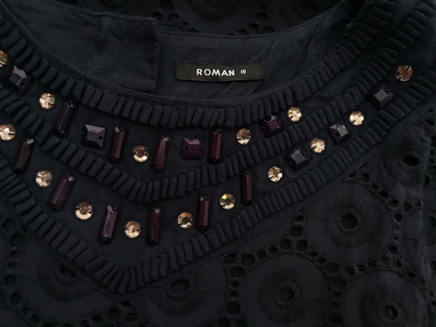 Roman Rozmiar 10 (38) Kolor Granatowy Okrągły dekolt Sukienka A-Line Bezrękawnik Midi Materiał Bawełna 100% Roman Rozmiar 10 (38) Kolor Granatowy Okrągły dekolt Sukienka A-Line Bezrękawnik Midi Materiał Bawełna 100%