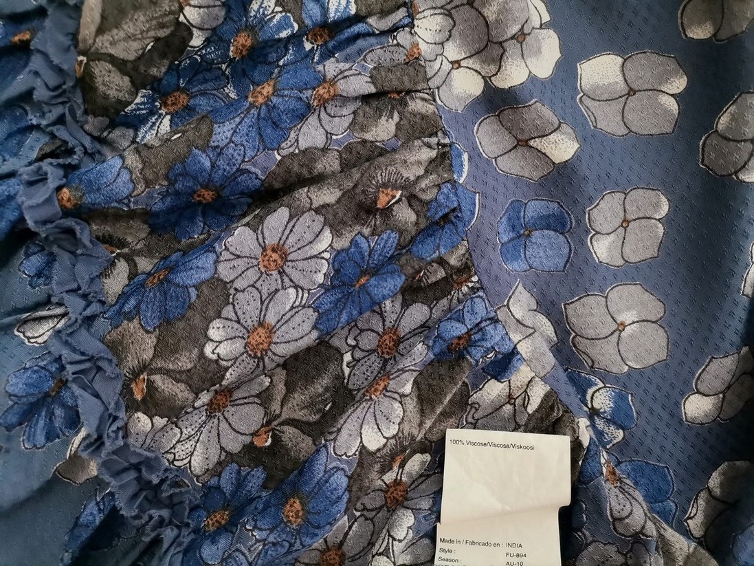 Noa noa Rozmiar XS Kolor Niebieski W serek Sukienka A-Line Krótki rękaw Midi Materiał Wiskoza 100% Noa noa Rozmiar XS Kolor Niebieski W serek Sukienka A-Line Krótki rękaw Midi Materiał Wiskoza 100%