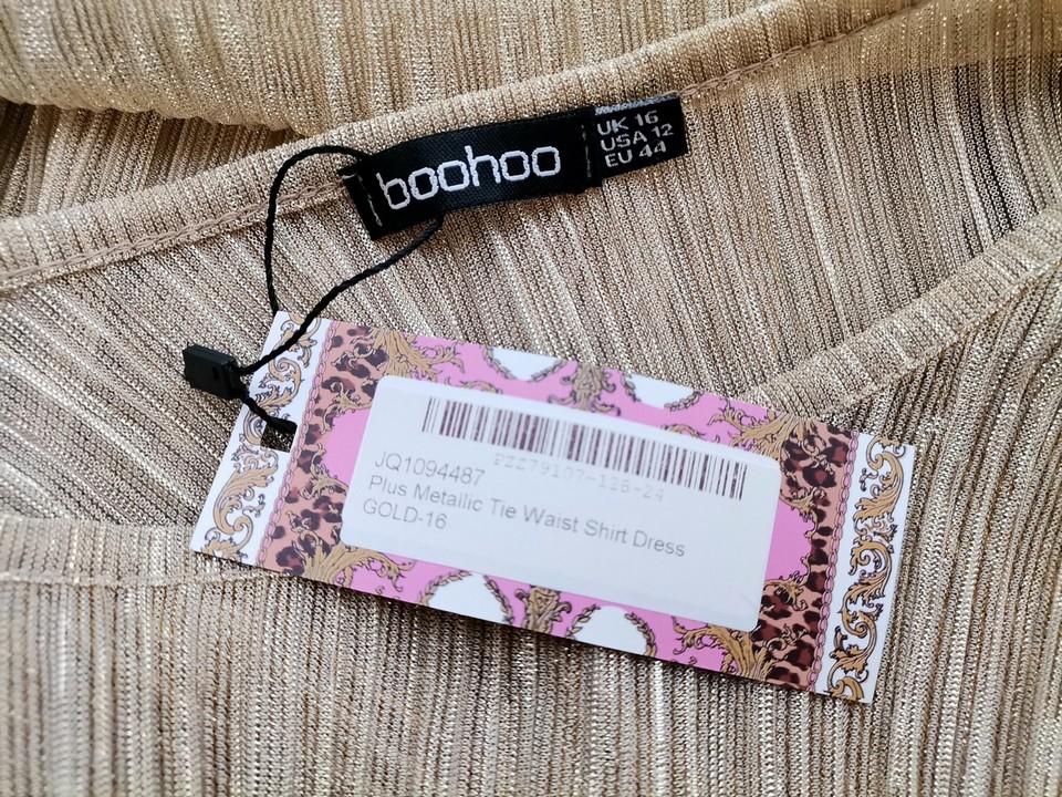 Boohoo Rozmiar 16 (44) Kolor Złoty Okrągły dekolt Tunika Bluzka Długi rękaw Boohoo Rozmiar 16 (44) Kolor Złoty Okrągły dekolt Tunika Bluzka Długi rękaw