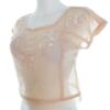 Vintage Rozmiar 34/36 Kolor Kremowy Okrągły dekolt Bluzka Crop Top Krótki rękaw