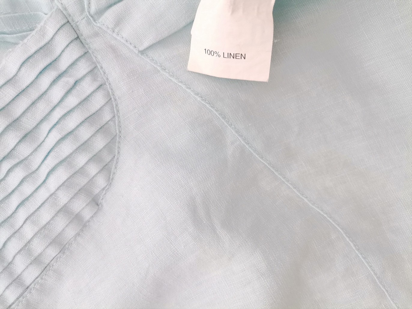 Vintage Rozmiar 46 Kolor Niebieski Split Crew Neck Tunika Bluzka Bezrękawnik Materiał Len 100%