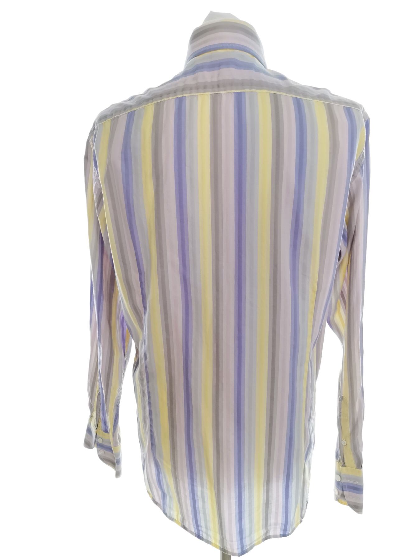 IMG_20220720_141047.jpg Ted Baker Rozmiar 5 (XXL) Kolor Fioletowy Pasy Kołnierz Męska Koszula Casual Długi rękaw Materiał Bawełna 100%