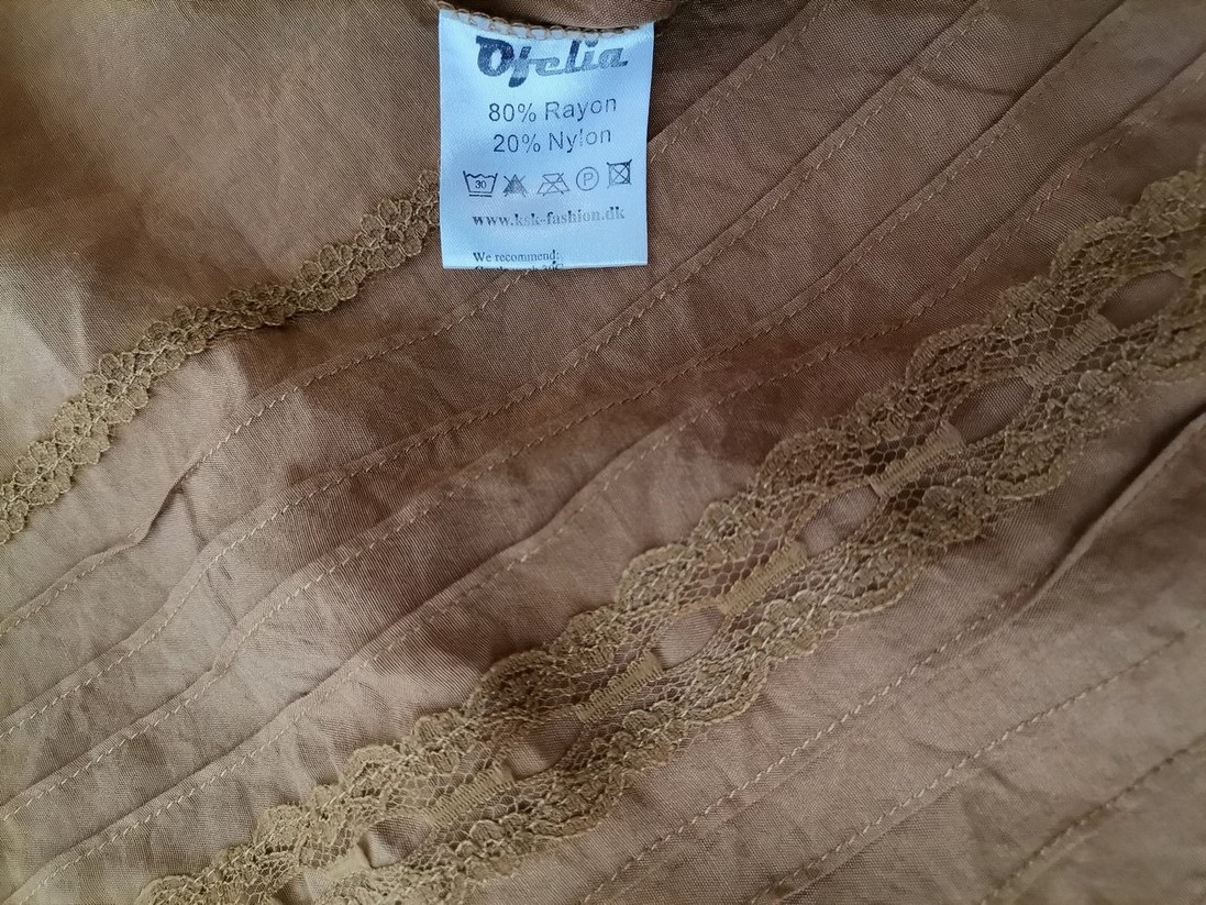 Ofelia Rozmiar M Kolor Brązowy Okrągły dekolt Tunika Bluzka Rękaw 3/4 Materiał Rayon