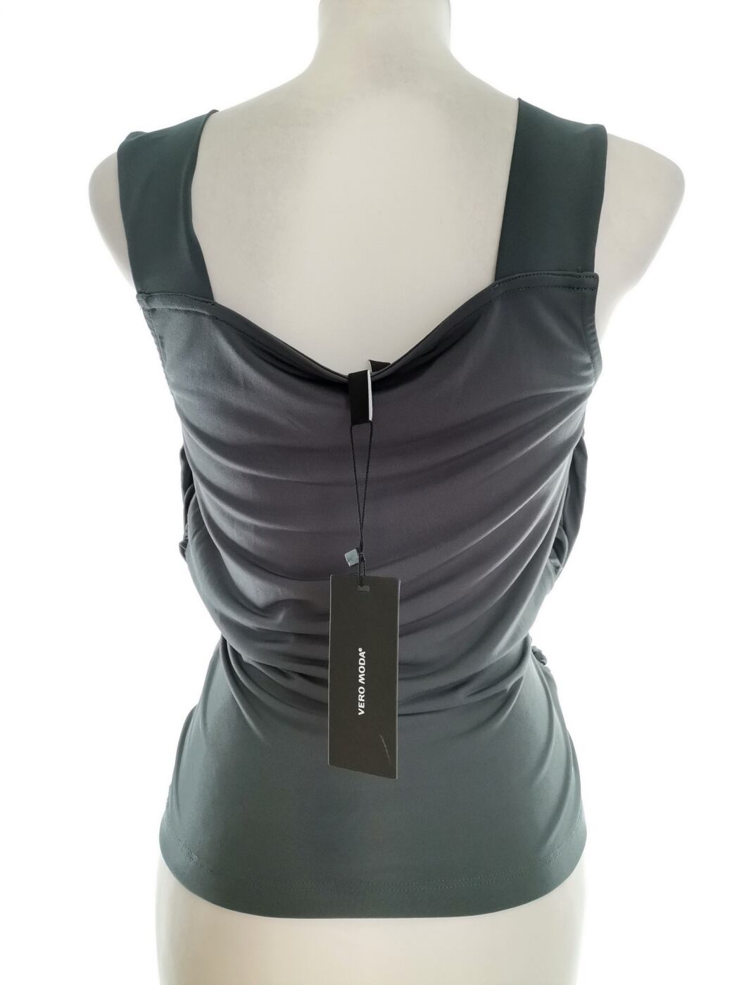 Vero moda Rozmiar M Kolor Szary Dekolt Serce Bluzka Kopertowa Bezrękawnik