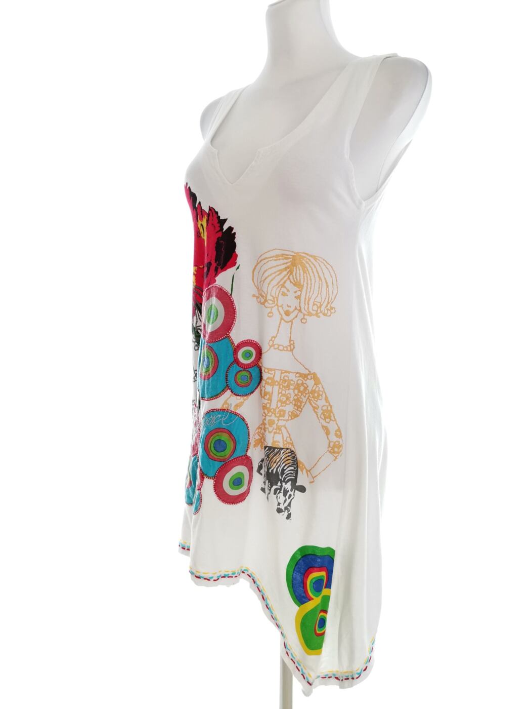DESIGUAL Rozmiar M Kolor Biały Geometryczny Dekolt U Tunika Bluzka Bezrękawnik Materiał Bawełna DESIGUAL Rozmiar M Kolor Biały Geometryczny Dekolt U Tunika Bluzka Bezrękawnik Materiał Bawełna