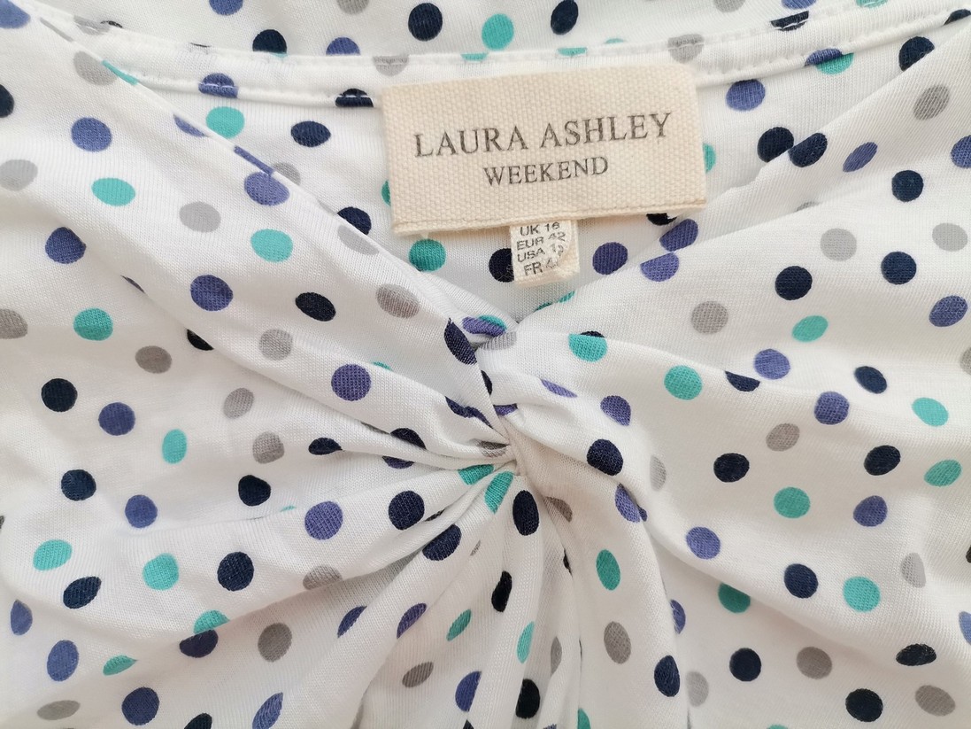 Laura ashley Rozmiar 16 (42) Kolor Biały Grochy W serek Bluzka Krótki rękaw Materiał Modal