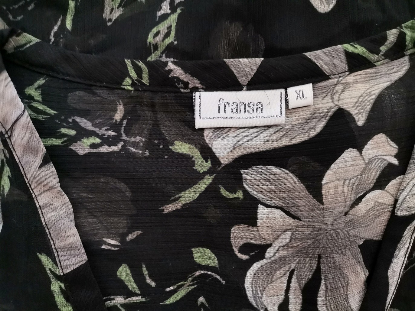 Fransa Rozmiar XL Kolor Czarny W serek Tunika Bluzka Długi rękaw