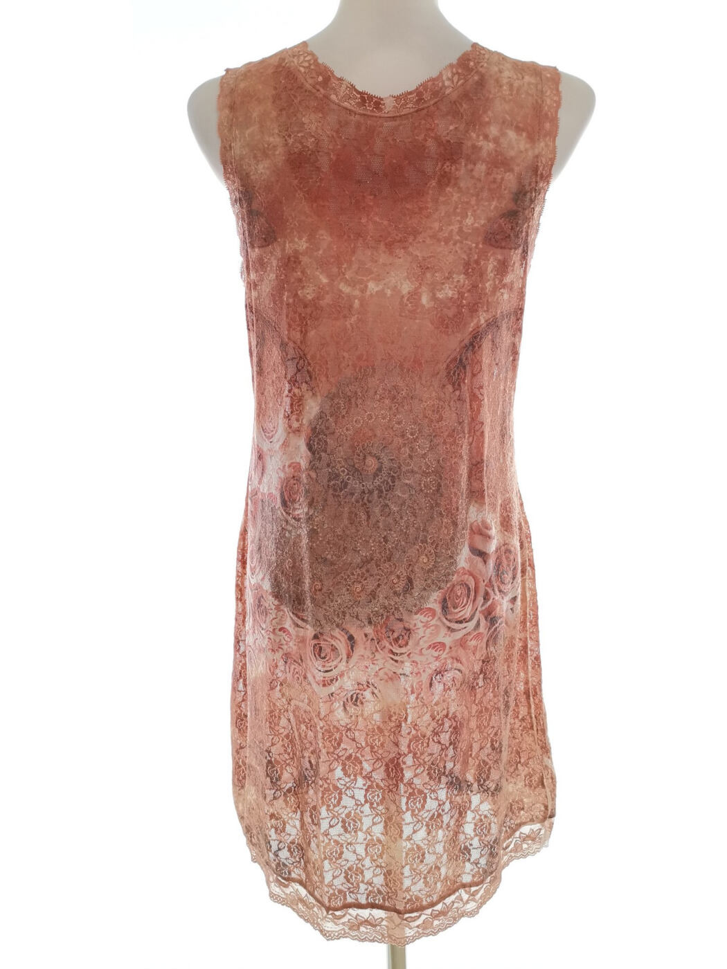 Vintage Rozmiar XL Kolor Beżowy Okrągły dekolt Tunika Bluzka Bezrękawnik Vintage Rozmiar XL Kolor Beżowy Okrągły dekolt Tunika Bluzka Bezrękawnik