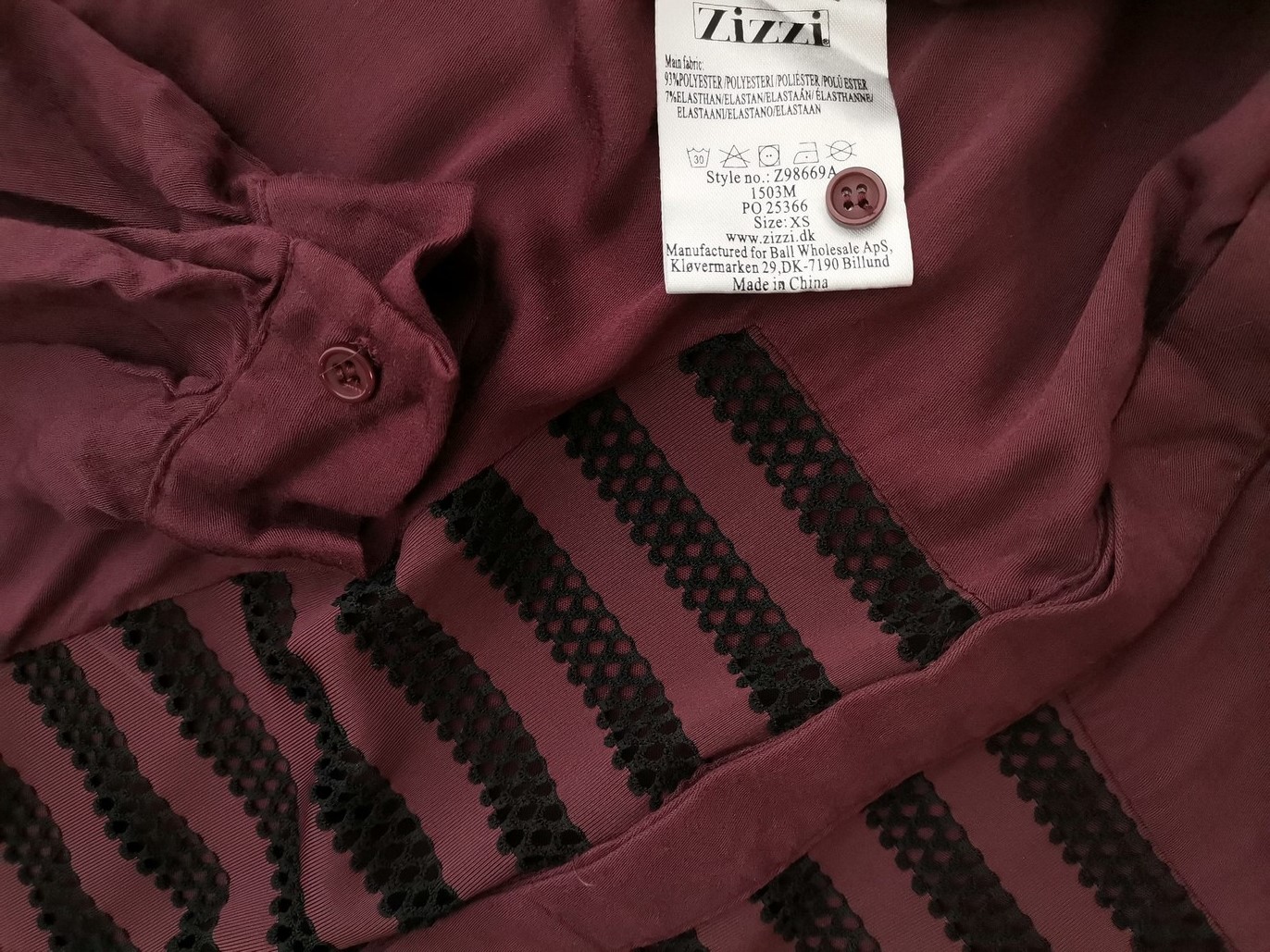 Zizzi Rozmiar XS Kolor Purpurowy Kołnierz Tunika Zapinana Bluzka Długi rękaw