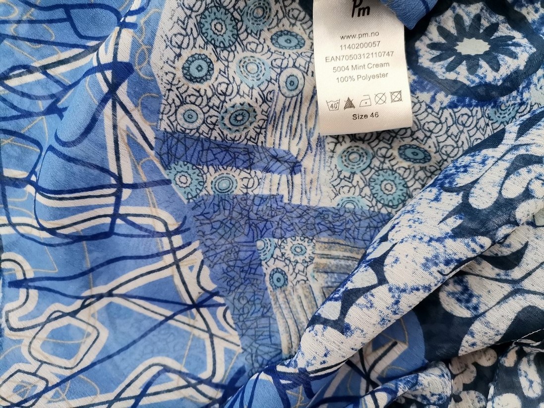 Andrea Rozmiar 46 Kolor Niebieski Split Crew Neck Tunika Popover Bluzka Krótki rękaw