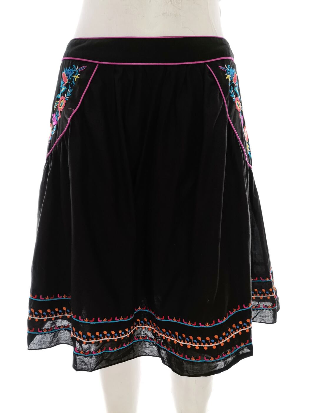 Vintage Rozmiar 38/40 Kolor Czarny A-Line Spódnica Do Kolan