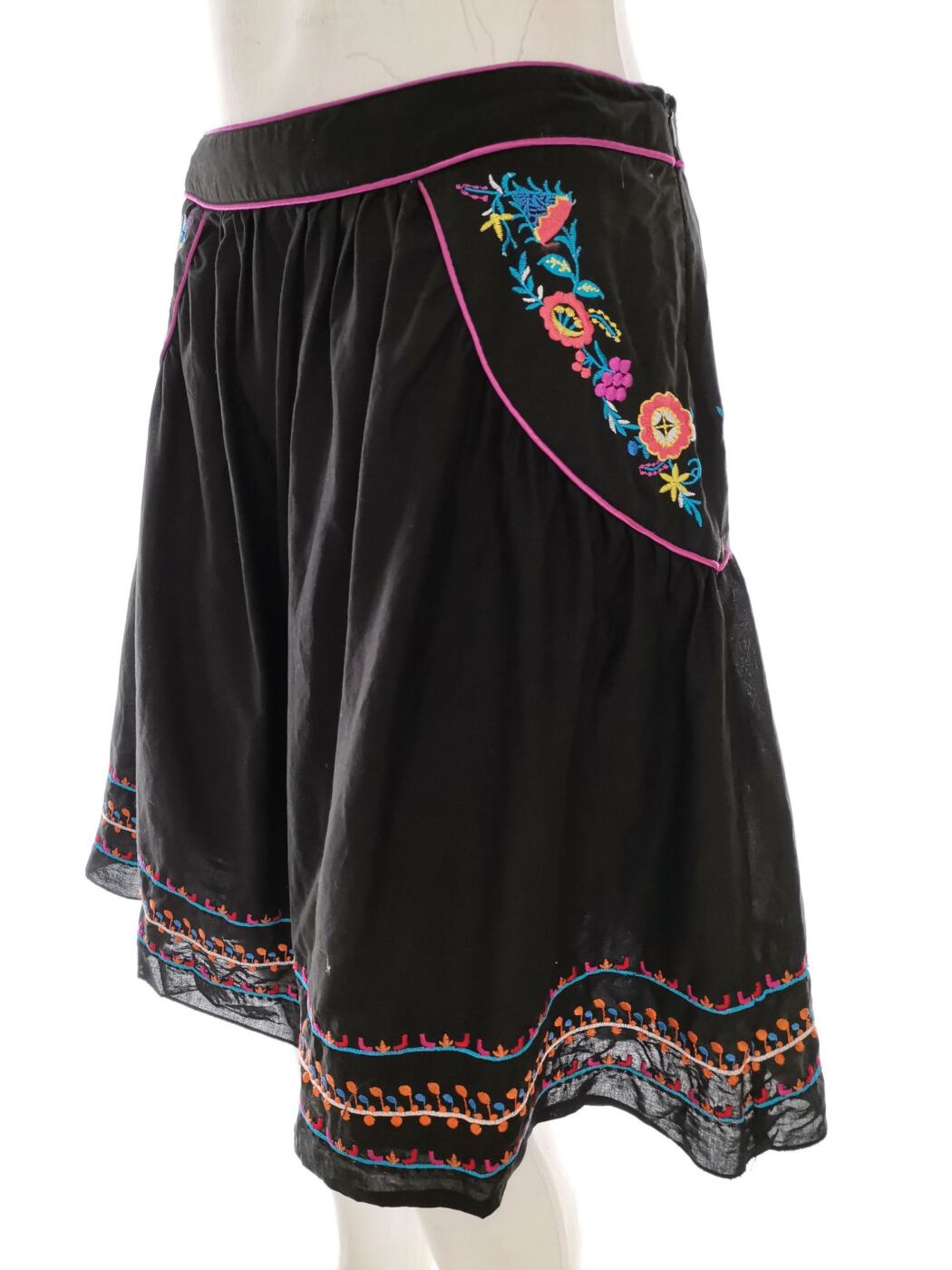 Vintage Rozmiar 38/40 Kolor Czarny A-Line Spódnica Do Kolan