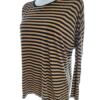 Massimo dutti Rozmiar XS Kolor Brązowy Pasy Okrągły dekolt Bluzka Długi rękaw