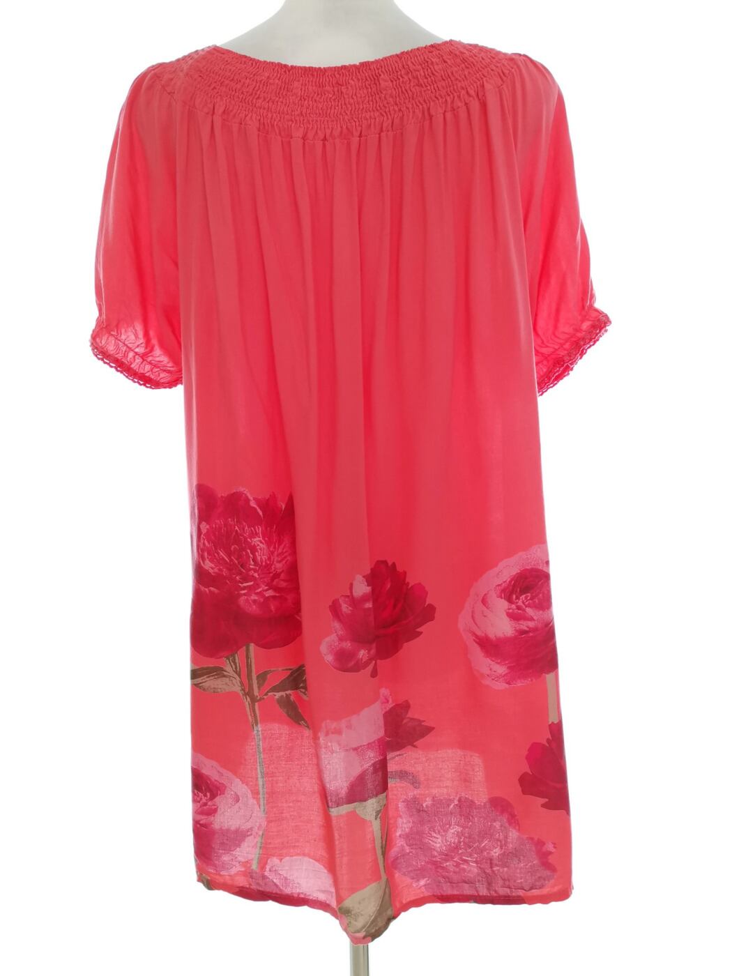 Vintage Rozmiar 46/48 Kolor Różowy Okrągły dekolt Tunika Bluzka Krótki rękaw Vintage Rozmiar 46/48 Kolor Różowy Okrągły dekolt Tunika Bluzka Krótki rękaw