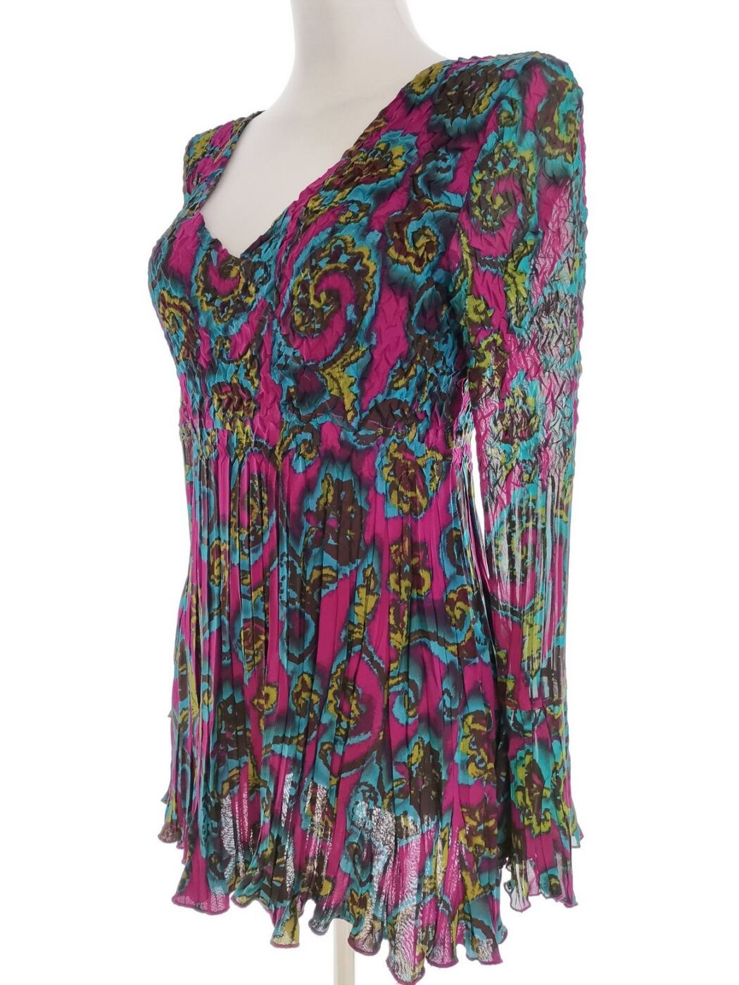 East Rozmiar 10 (38) Kolor Fioletowy Paisley W serek Tunika Bluzka Długi rękaw East Rozmiar 10 (38) Kolor Fioletowy Paisley W serek Tunika Bluzka Długi rękaw