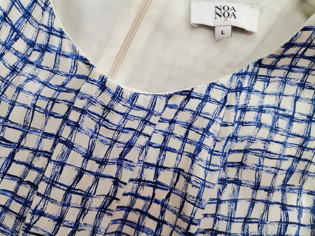 Noa noa Rozmiar L Kolor Niebieski Krata Okrągły dekolt Sukienka Prostokątna Bezrękawnik Do Kolan Materiał Wiskoza Noa noa Rozmiar L Kolor Niebieski Krata Okrągły dekolt Sukienka Prostokątna Bezrękawnik Do Kolan Materiał Wiskoza