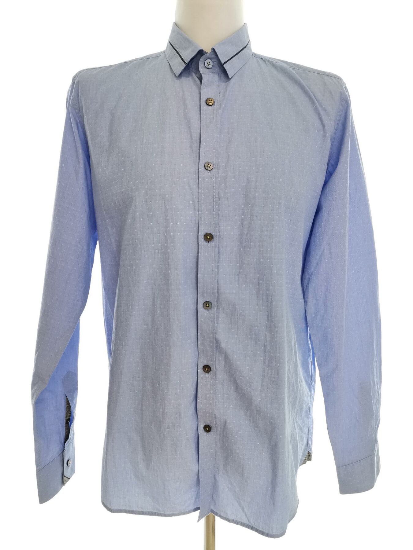 Ted Baker Rozmiar 5 (XL) Kolor Niebieski Kołnierz Męska Koszula Casual Długi rękaw Materiał Bawełna 100%