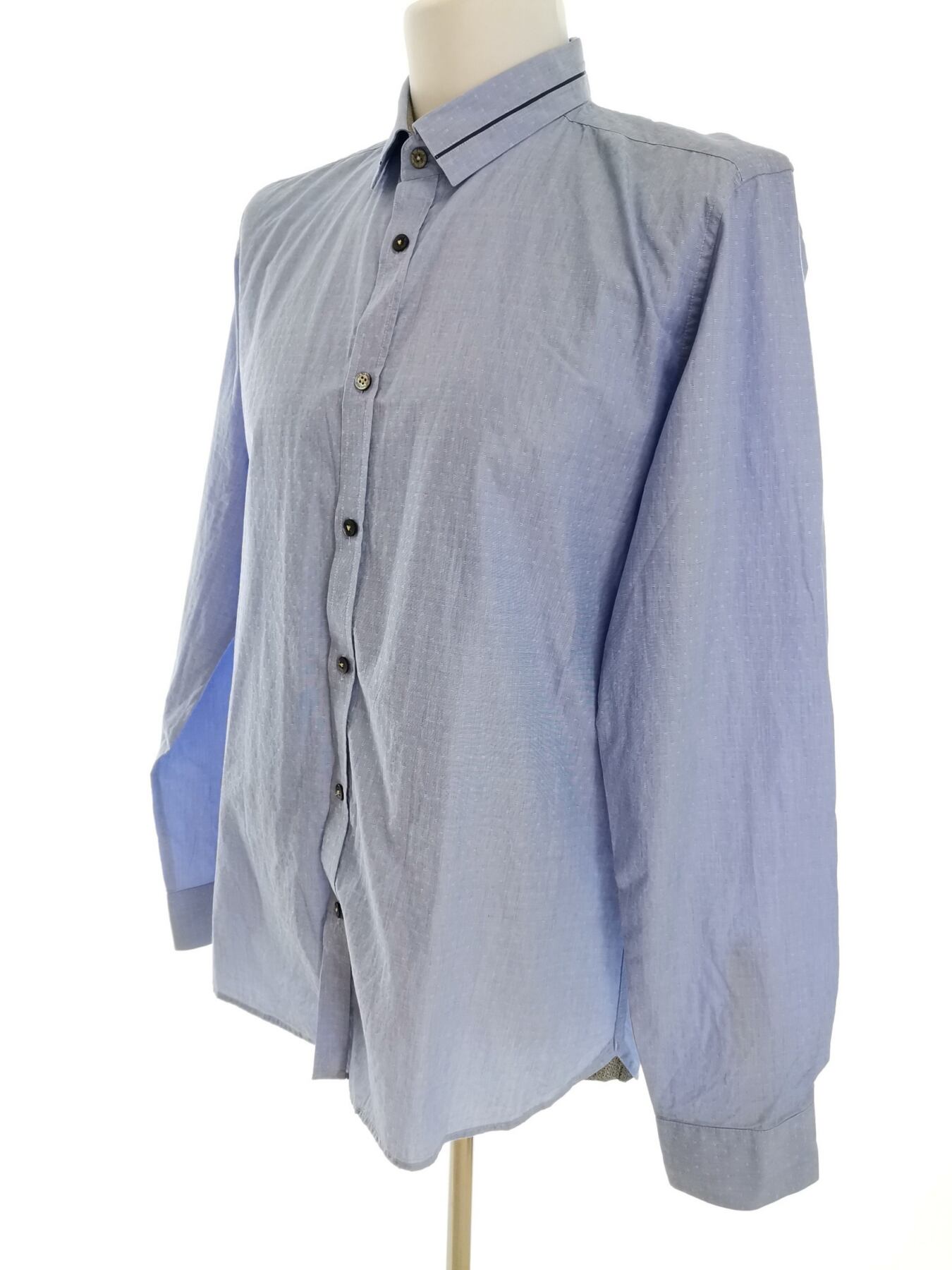 IMG_20220802_104505.jpg Ted Baker Rozmiar 5 (XL) Kolor Niebieski Kołnierz Męska Koszula Casual Długi rękaw Materiał Bawełna 100%