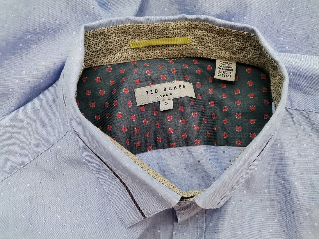 IMG_20220802_104537.jpg Ted Baker Rozmiar 5 (XL) Kolor Niebieski Kołnierz Męska Koszula Casual Długi rękaw Materiał Bawełna 100%