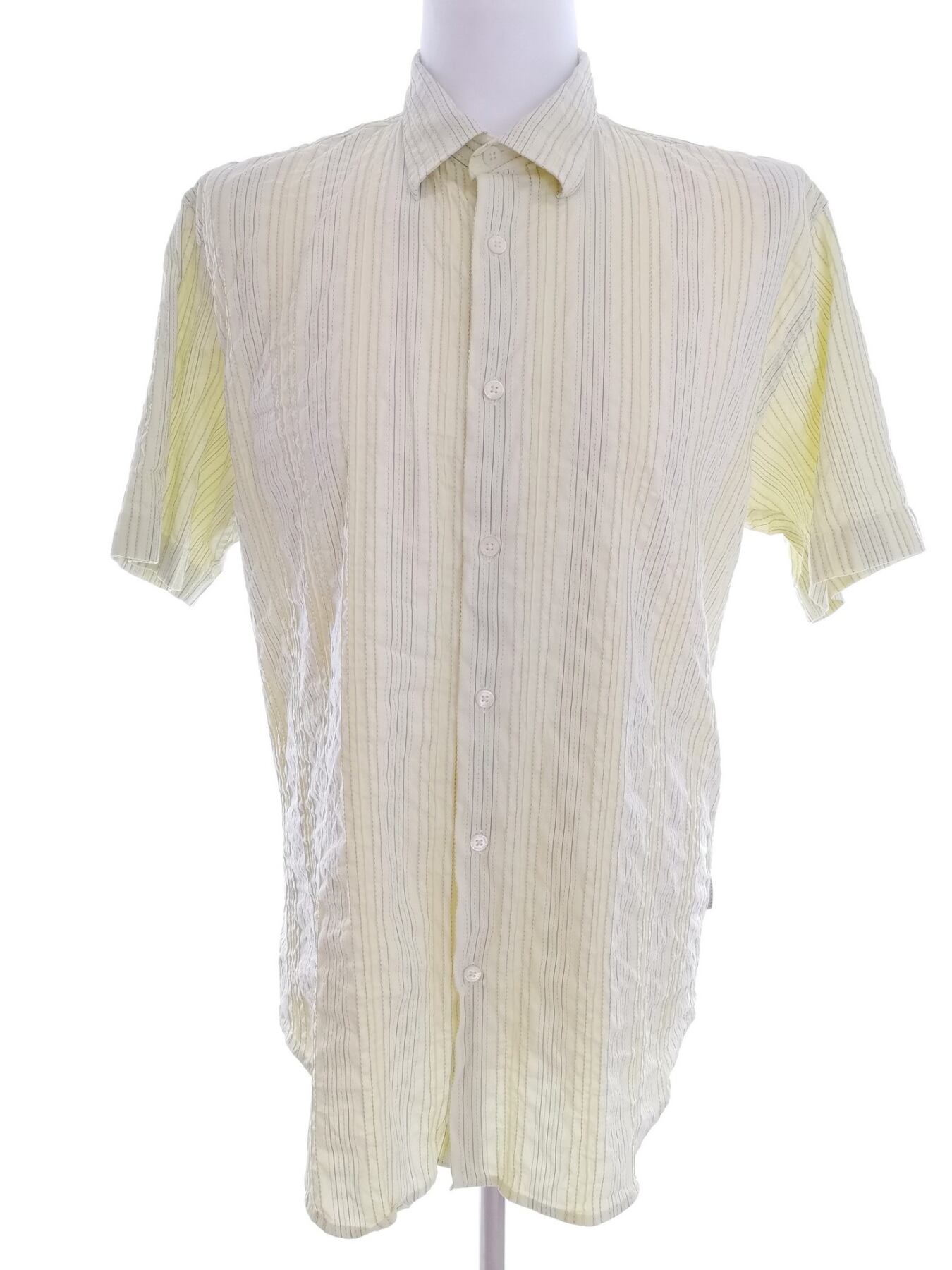Ted Baker Rozmiar 6 (XXL) Kolor Seledynowy Pasy Kołnierz Męska Koszula Casual Krótki rękaw Materiał Bawełna