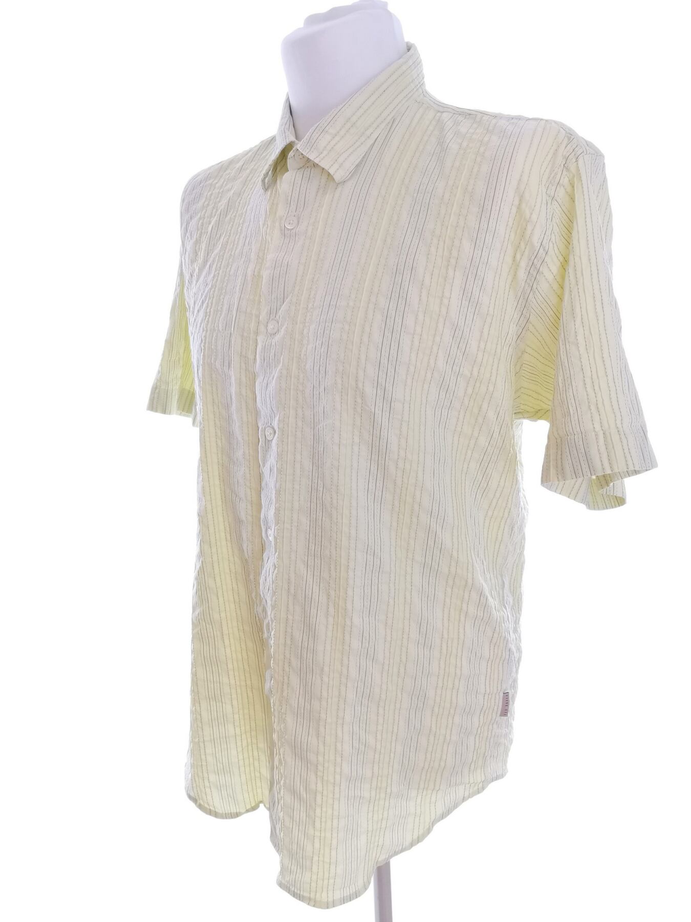 IMG_20220802_104650.jpg Ted Baker Rozmiar 6 (XXL) Kolor Seledynowy Pasy Kołnierz Męska Koszula Casual Krótki rękaw Materiał Bawełna