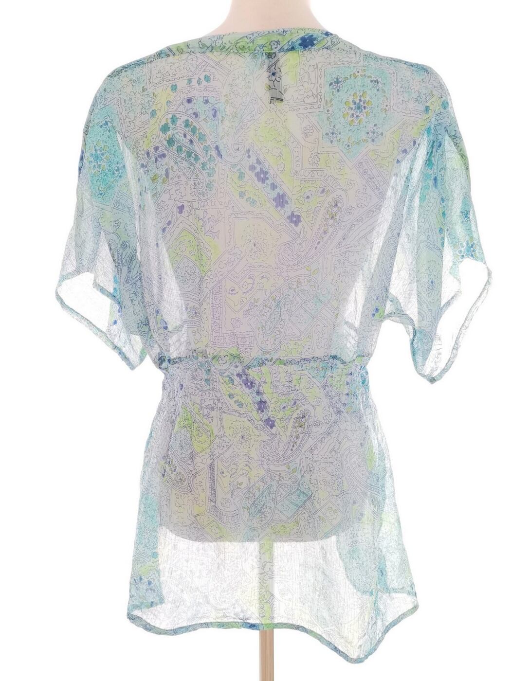 Unia Rozmiar 40 Kolor Niebieski Paisley W serek Tunika Bluzka Krótki rękaw Unia Rozmiar 40 Kolor Niebieski Paisley W serek Tunika Bluzka Krótki rękaw