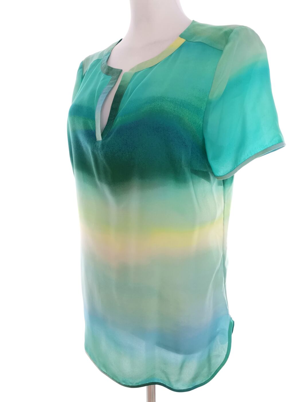 Rozmiar 10 (38) Kolor Zielony Split Crew Neck Bluzka Krótki rękaw