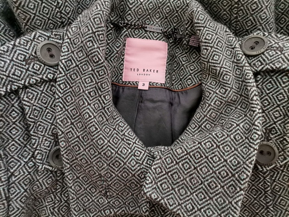 IMG_20220803_123643.jpg Ted Baker Rozmiar 3 (38) Kolor Szary Kurtka Długi rękaw Materiał Wełna