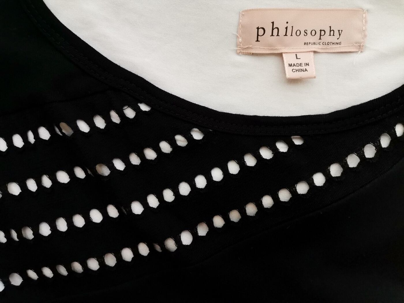 philosophy Rozmiar L Kolor Czarny W łódkę Bluzka Długi rękaw Materiał Rayon