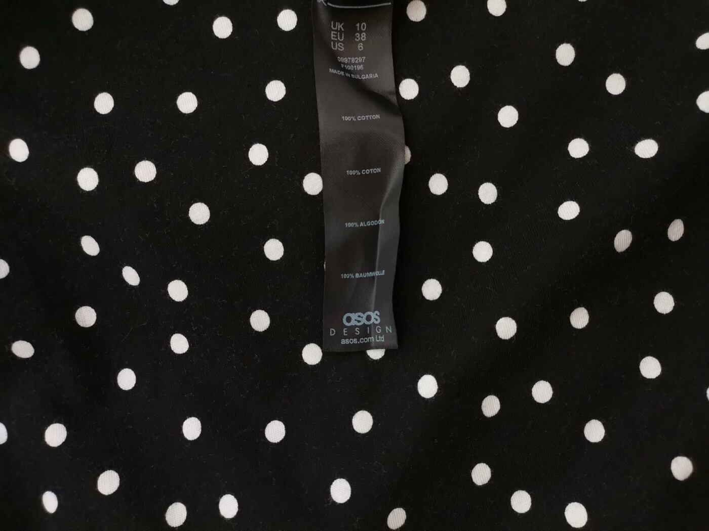 ASOS Rozmiar 10 (38) Kolor Czarny Grochy W serek Sukienka Maxi Krótki rękaw Długa Materiał Bawełna 100%