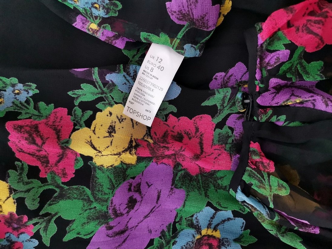 Topshop Rozmiar 12 (40) Kolor Czarny Okrągły dekolt Sukienka Blouson Długi rękaw Do Kolan Materiał Wiskoza 100% Topshop Rozmiar 12 (40) Kolor Czarny Okrągły dekolt Sukienka Blouson Długi rękaw Do Kolan Materiał Wiskoza 100%