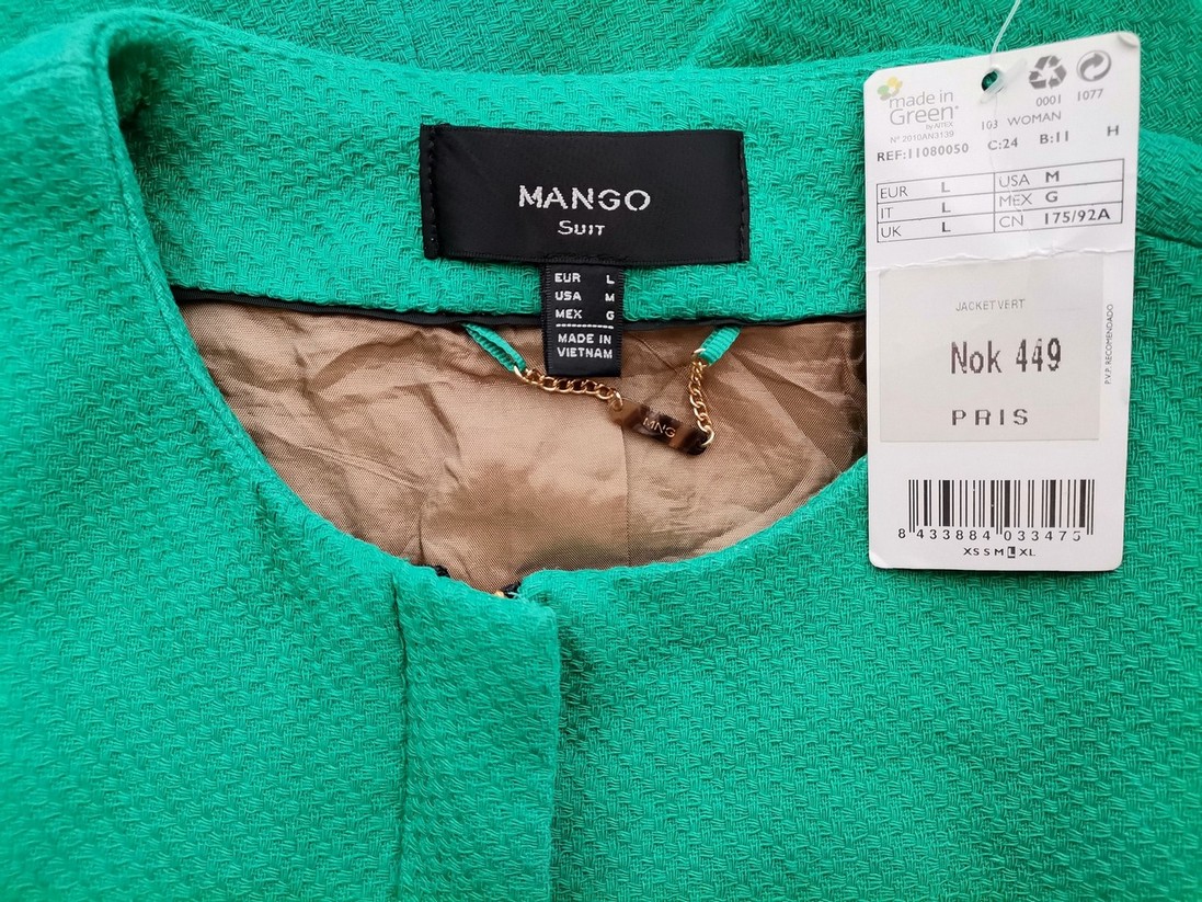 IMG_20220804_111918.jpg Mango Rozmiar L Kolor Zielony Kurtka Długi rękaw Materiał Ramie