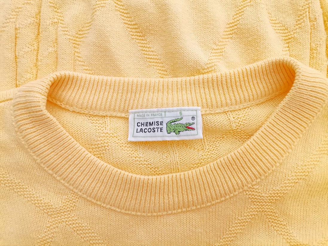 IMG_20220804_120022.jpg Lacoste Rozmiar S Kolor Żółty Męski Sweter Długi rękaw Materiał Bawełna