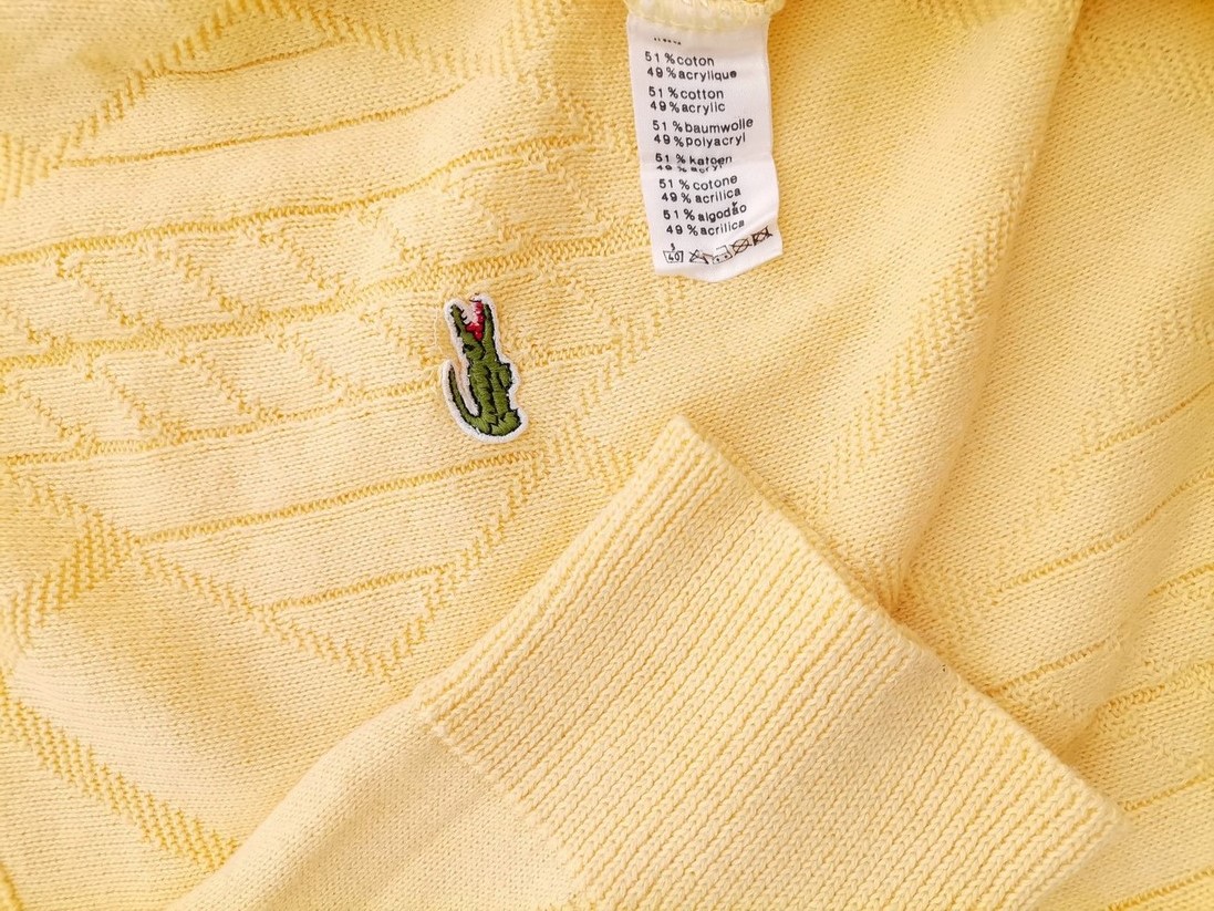 IMG_20220804_120053.jpg Lacoste Rozmiar S Kolor Żółty Męski Sweter Długi rękaw Materiał Bawełna