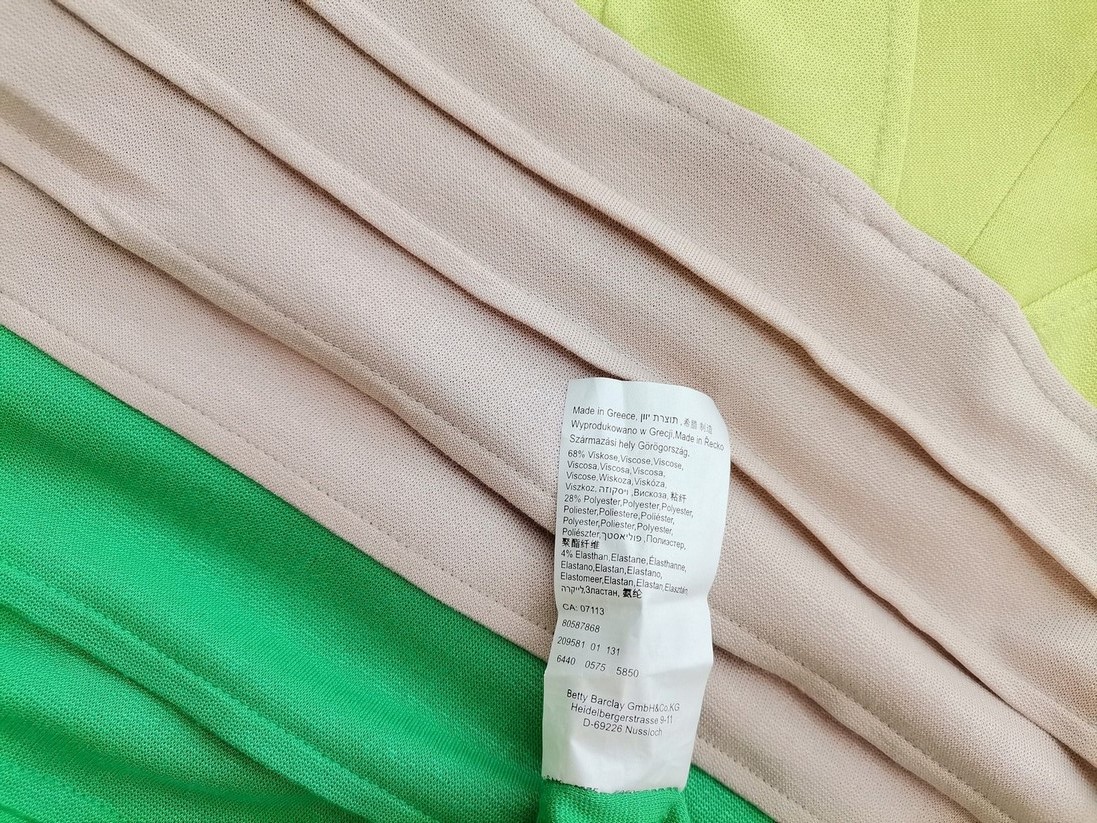 BETTY BARCLAY Rozmiar 42 Kolor Zielony W serek Sukienka Letnia Bezrękawnik Midi Materiał Wiskoza