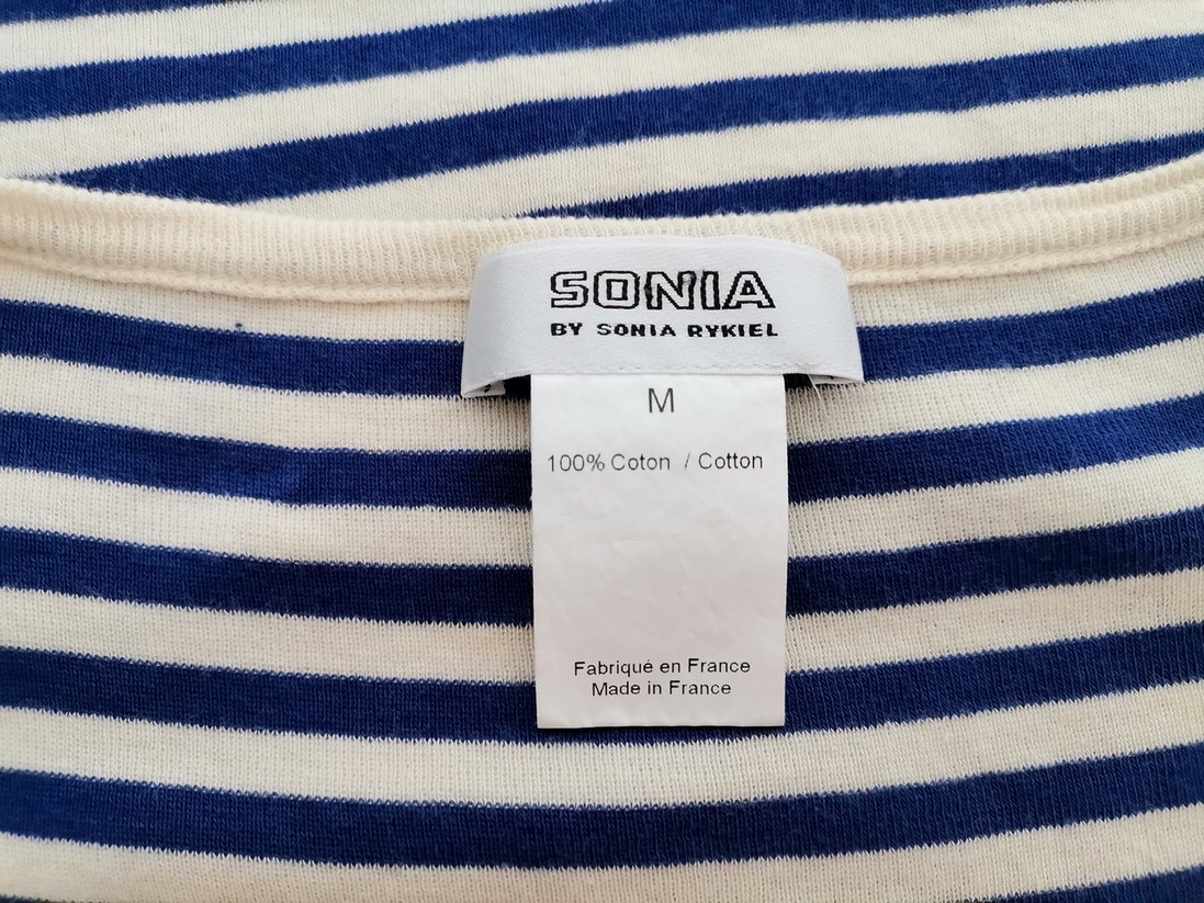 IMG_20220804_123724.jpg SONIA BY SONIA RYKIEL Rozmiar M Kolor Niebieski Pasy Okrągły dekolt Bluzka Krótki rękaw