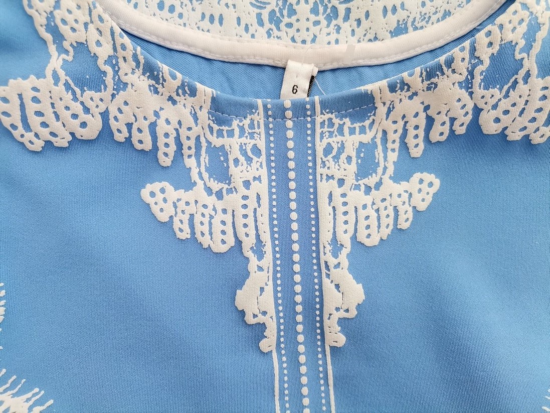 Vintage Rozmiar 6 (34) Kolor Niebieski Crew Neck Sukienka Ołówkowa Bezrękawnik Do Kolan Vintage Rozmiar 6 (34) Kolor Niebieski Crew Neck Sukienka Ołówkowa Bezrękawnik Do Kolan