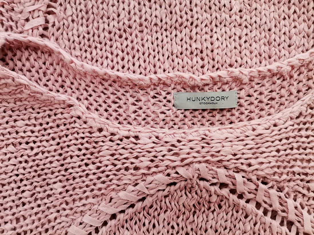 Hunkydory Rozmiar XL Kolor Różowy Okrągły dekolt Sweter Długi rękaw Materiał Bawełna Otwarta dzianina