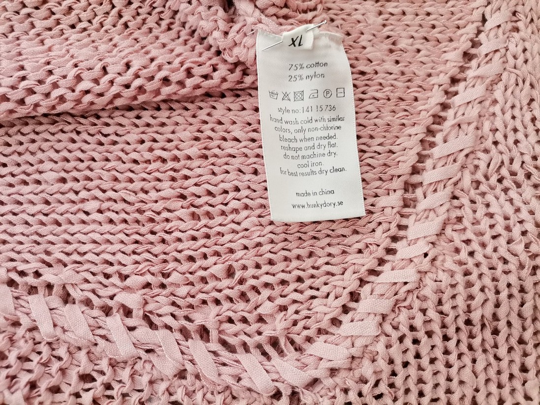 Hunkydory Rozmiar XL Kolor Różowy Okrągły dekolt Sweter Długi rękaw Materiał Bawełna Otwarta dzianina