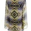 River island Rozmiar 8 (34) Kolor Zielony Geometryczny Okrągły dekolt Tunika Bluzka Długi rękaw