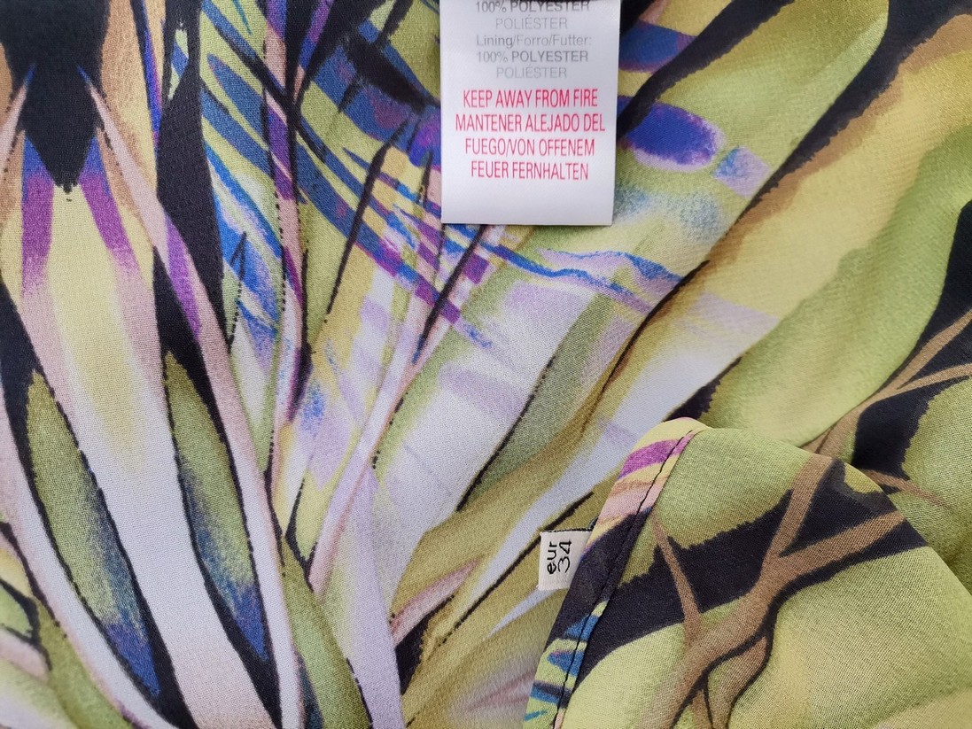 River island Rozmiar 8 (34) Kolor Zielony Geometryczny Okrągły dekolt Tunika Bluzka Długi rękaw