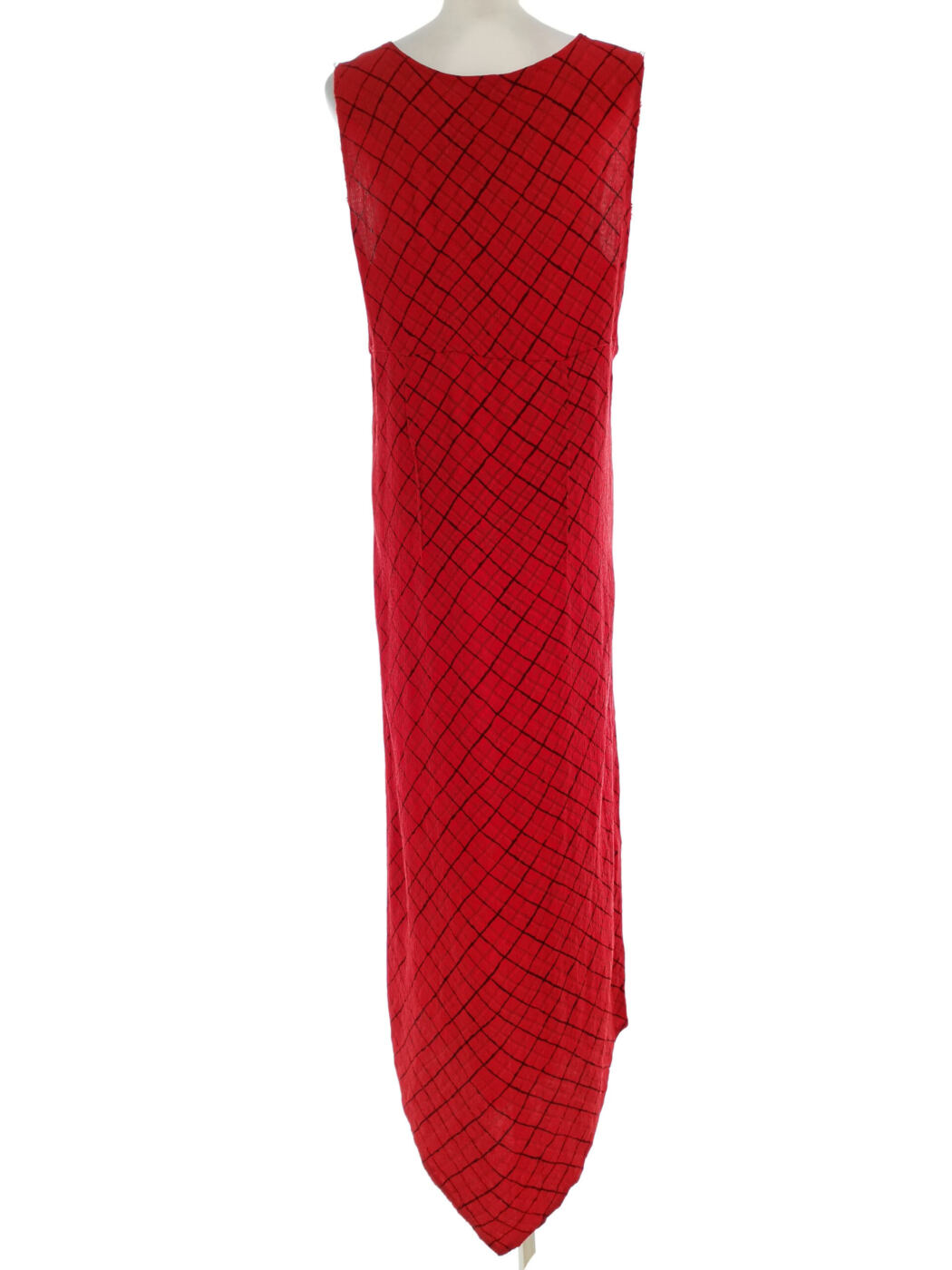 Uno Rozmiar ONE SIZE (44) Kolor Czerwony Krata Okrągły dekolt Sukienka Maxi Bezrękawnik Długa Materiał Wiskoza 100%