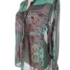 DAYS LIKE THIS Rozmiar 42/44 Kolor Szmaragdowy Paisley Split Crew Neck Tunika Popover Bluzka Długi rękaw